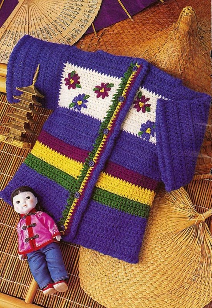 COLORFUL Mandarin Child's Sweater/CROCHET PATTERN INSTRUCTIONS