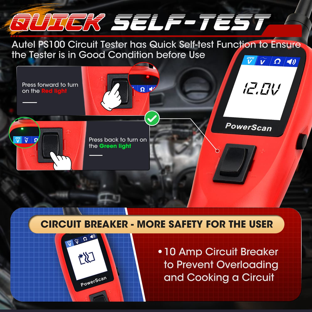 Autel PS100 Circuit Tester Electrical Power Probe Diagnostic Tool 12/24V