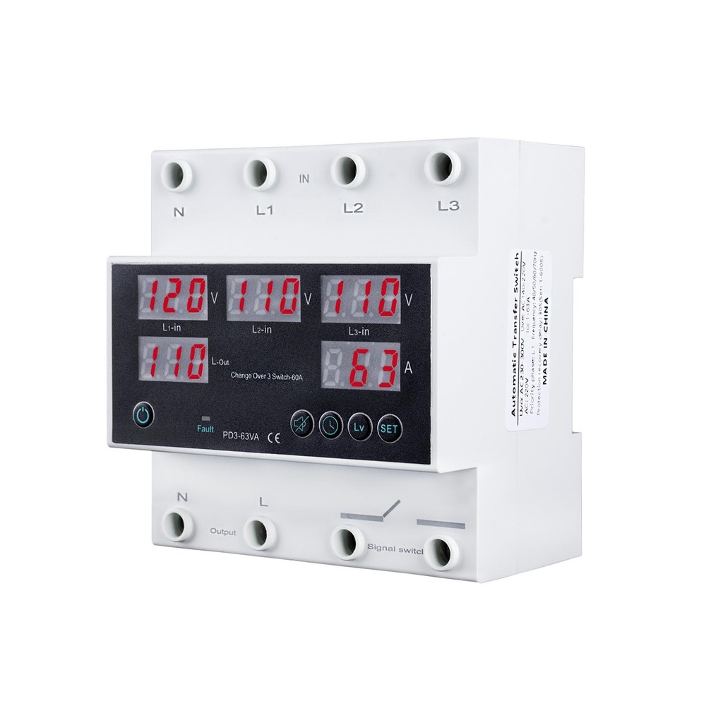 Automatic Transfer Switch, 110V 63A Auto Transfer Switch Real-time Monitoring...