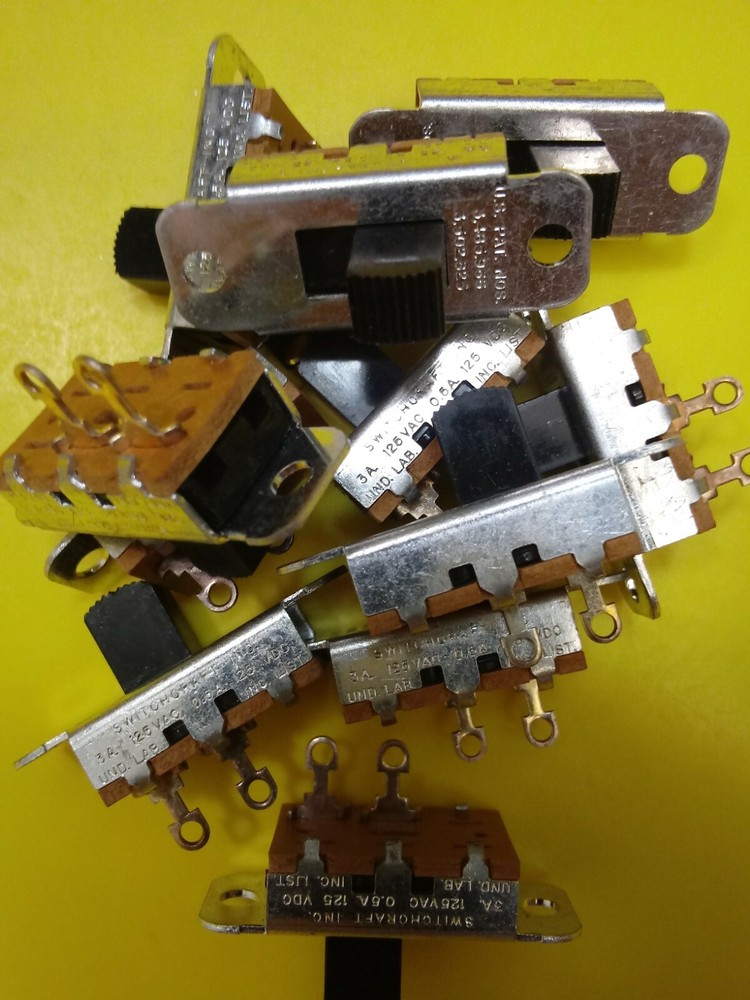 NEW! - 2 pcs. Switchcraft® SPST Slide Switch Panel Mount (P/N 46202LR)