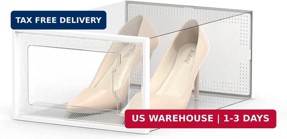 SEE SPRING 12 Pack Shoe Storage Box, Clear Plastic Stackable Shoe Organizer for