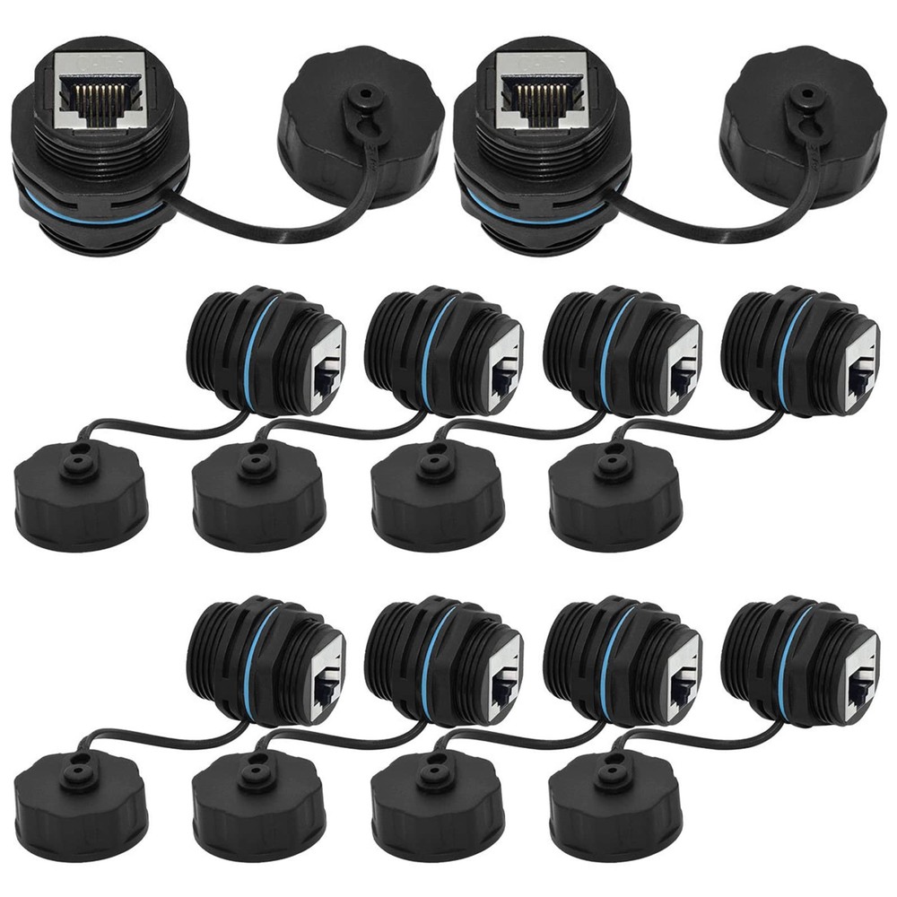 10PCS Shielded CAT6 RJ45 Panel Mount Connector Ethernet LAN Coupler Waterproof