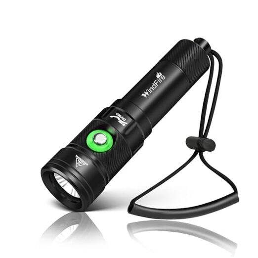 Dive Light Scuba Diving Flashlight, IPX8 Waterproof Flashlight, 4 Black-DF180