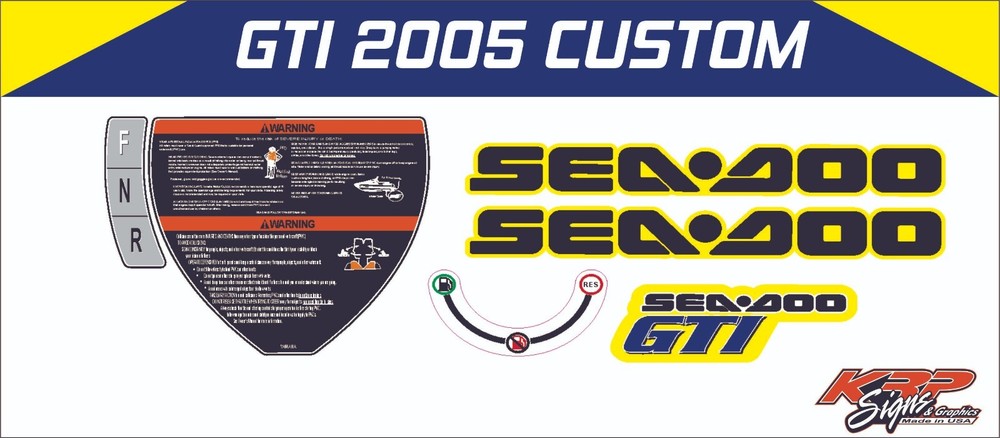 SEADOO GTI 2005 Graphics / Decal / Sticker Kit CUSTOM PIECES