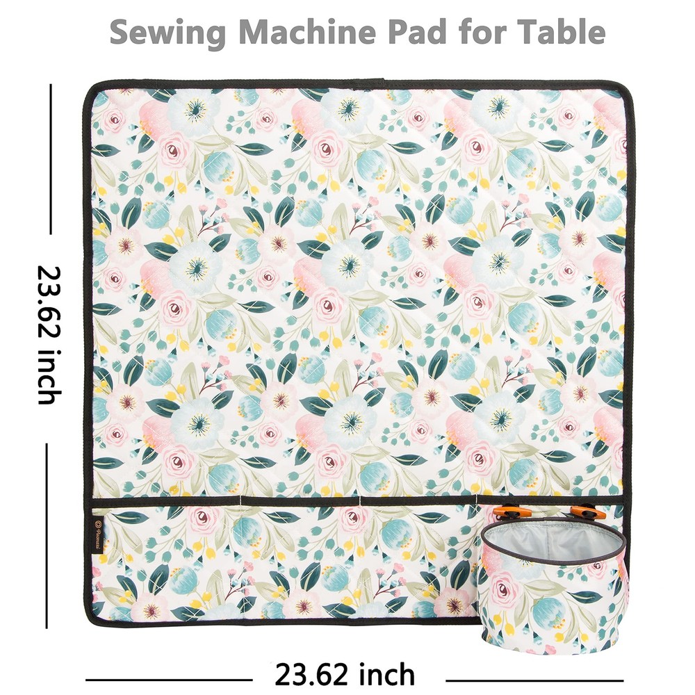 PACMAXI Sewing Machine Pad for Table with 1-Floral With Beige Background