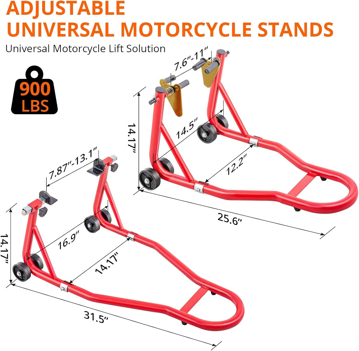 900lbs Motorcycle Front Rear Combo Stand Lift Swingarm Spool Paddock Stand Set