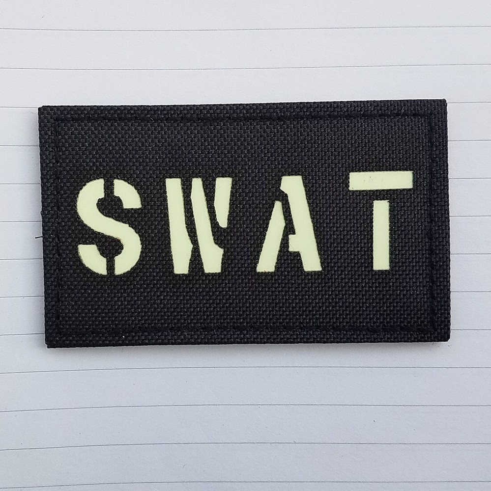 Reflective IR SWAT GLOW IN DARK Hook Loop Patch Badge Black