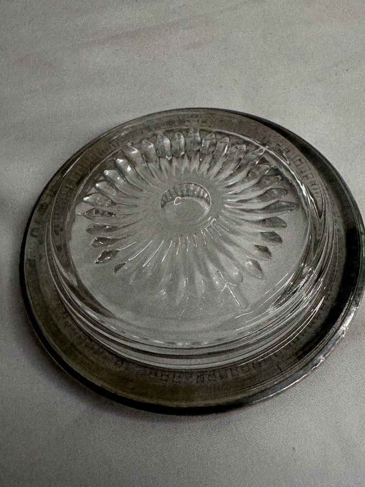 Glass Bowl Silver Plated Italy 4”