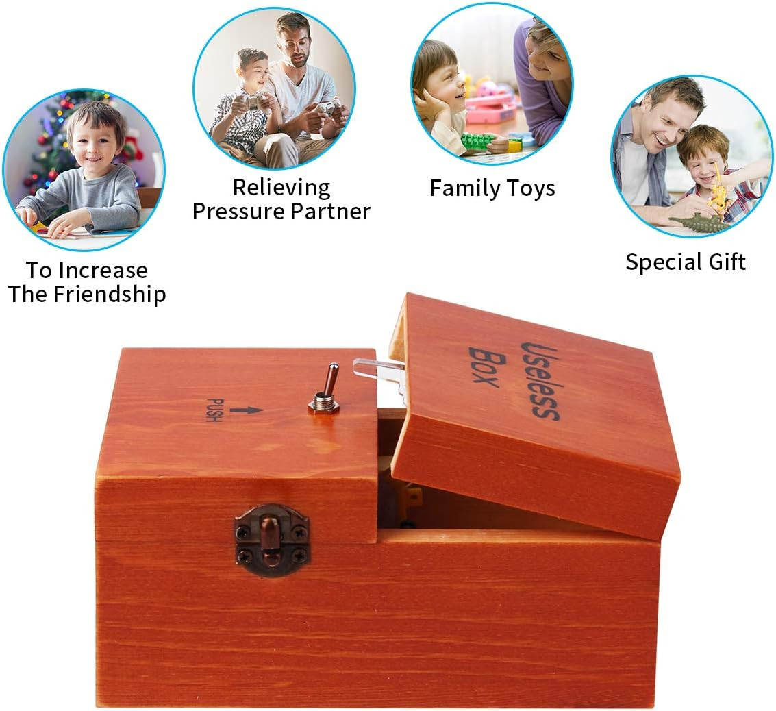 Useless Box Leave Me Alone Machine Fully Assembled in Real WooD/ 2 DAY FAST SHIP