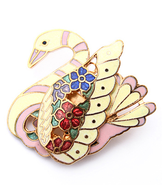 Enamel goose brooch pin