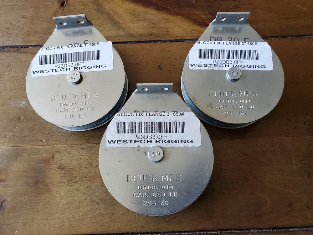 3 Heavy Duty Deuer 3" Fixed Flange Blocks 650# Rigging