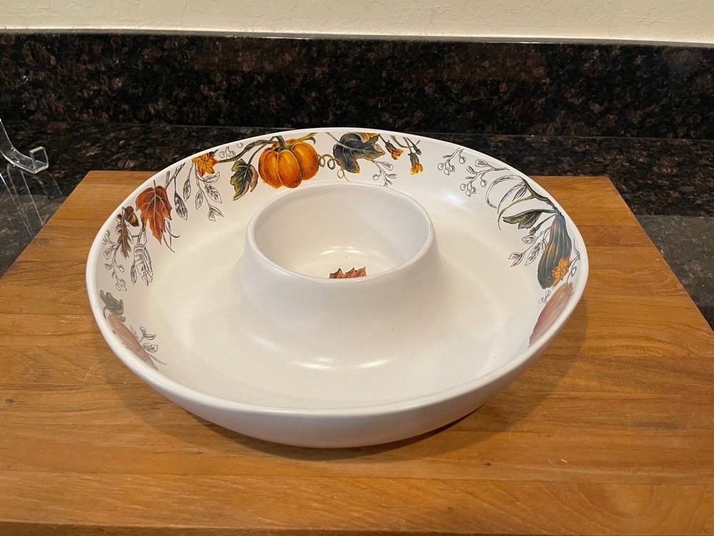 BEE & WILLOW fall CERAMIC CHIP & DIP SERVING PLATTER