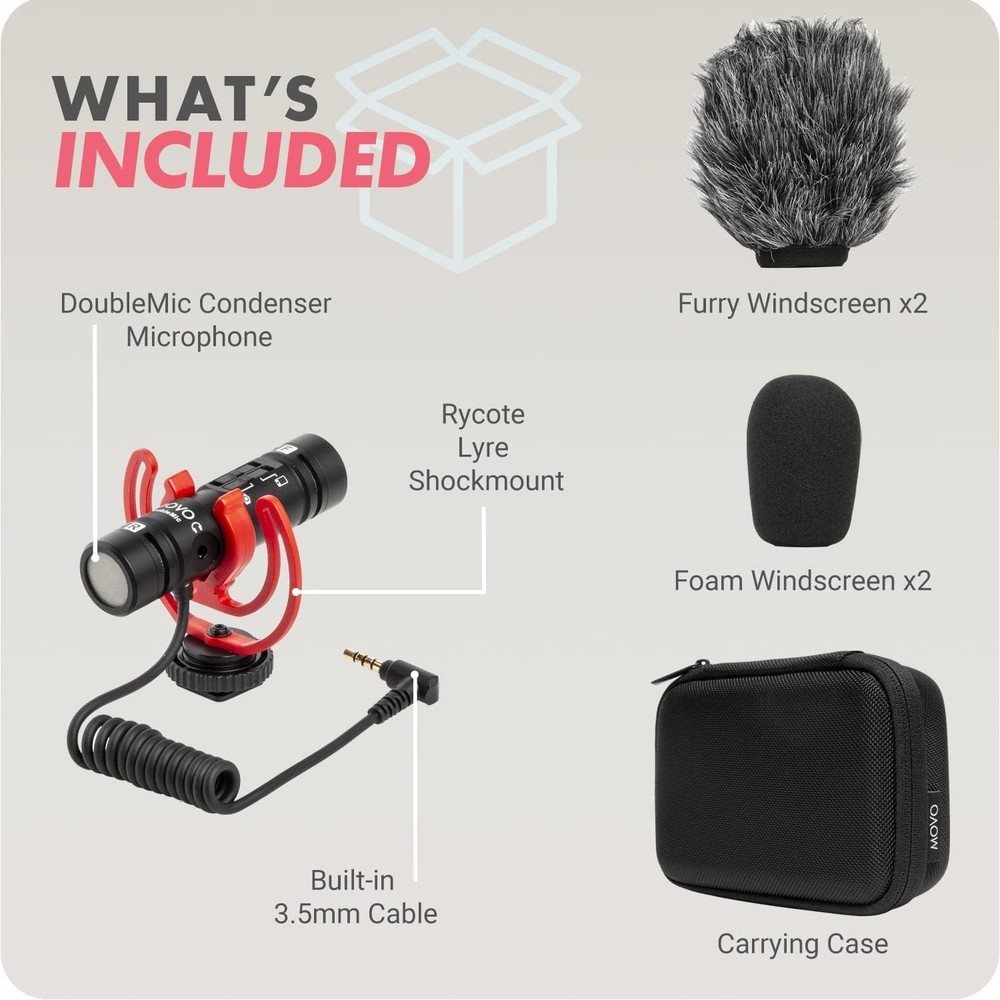 DoubleMic V2 Two-Sided Shotgun Mic for Camera Vlogging Dual Capsule External Mic