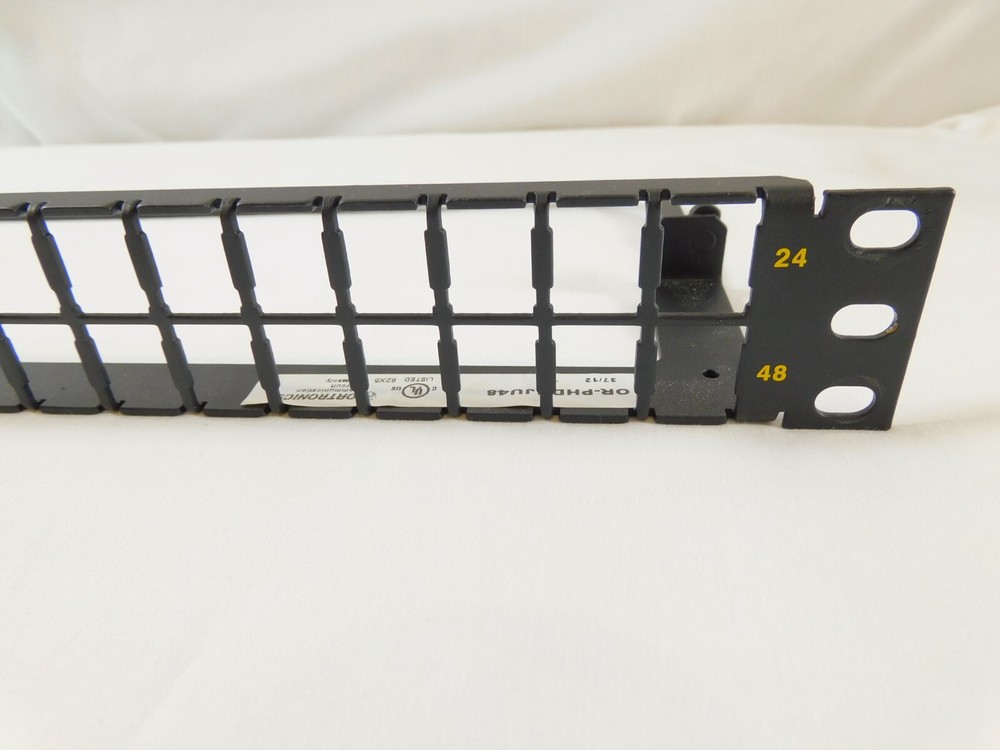 PHDHJU48 High Density HDJ 48 Port Unloaded Flat Patch Panel 1RU Black Ortronics