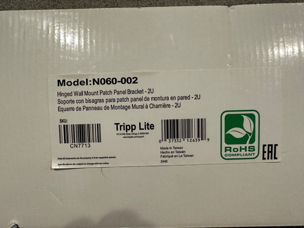 New Tripp Lite 2U Hinged Wall Mount Patch Panel Bracket TAA GSA N060-002 C-45