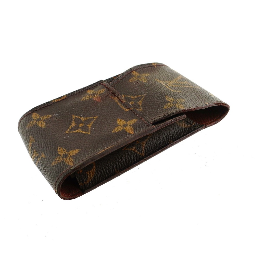 Authentic LOUIS VUITTON LV Monogram Canvas Leather Cigarette Pouch Case