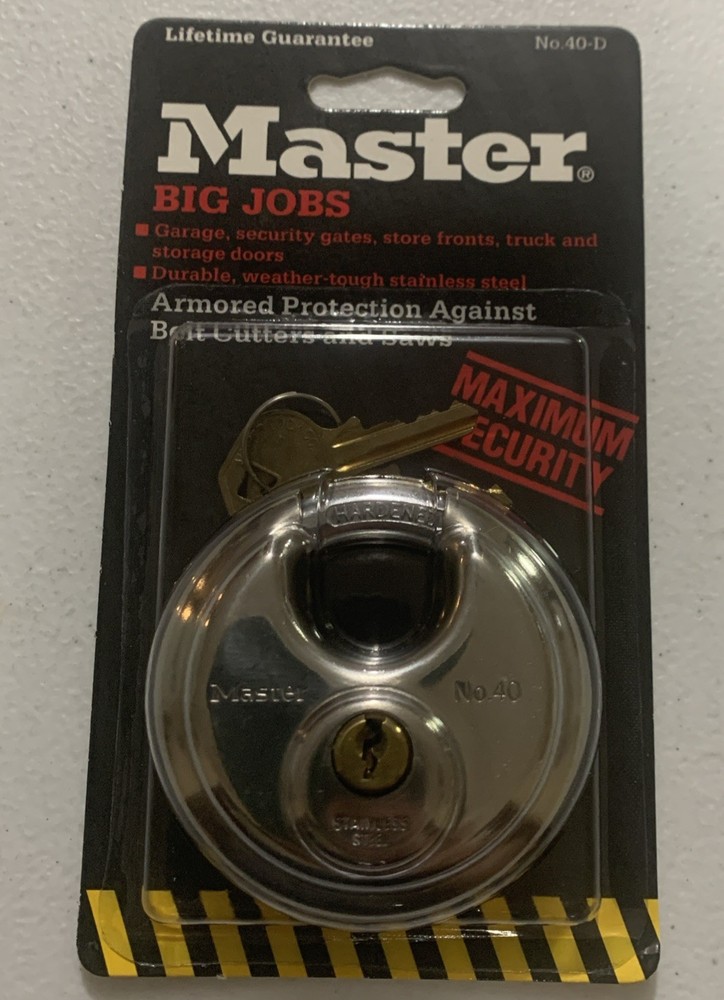 Master Lock 40D Stainless Steel Discus Padlock with Keys