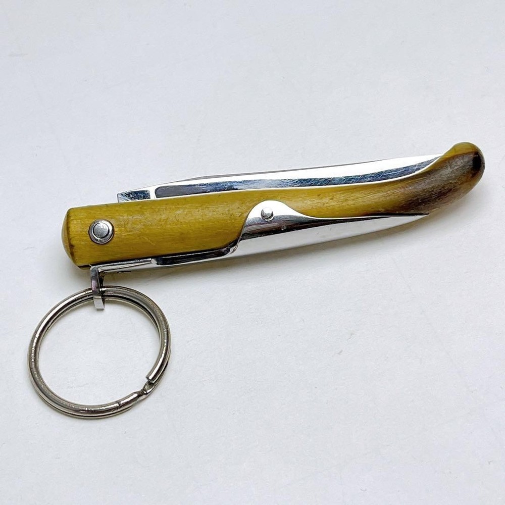 Hermes Buffalo Horn Folding Knife Keyring Brown Accessory