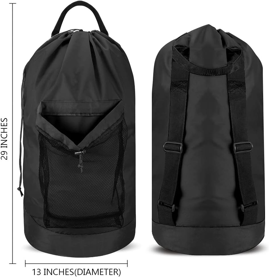 Elegant 44lbs Capacity Laundry Backpack with Adjustable Straps & Mesh Pocket
