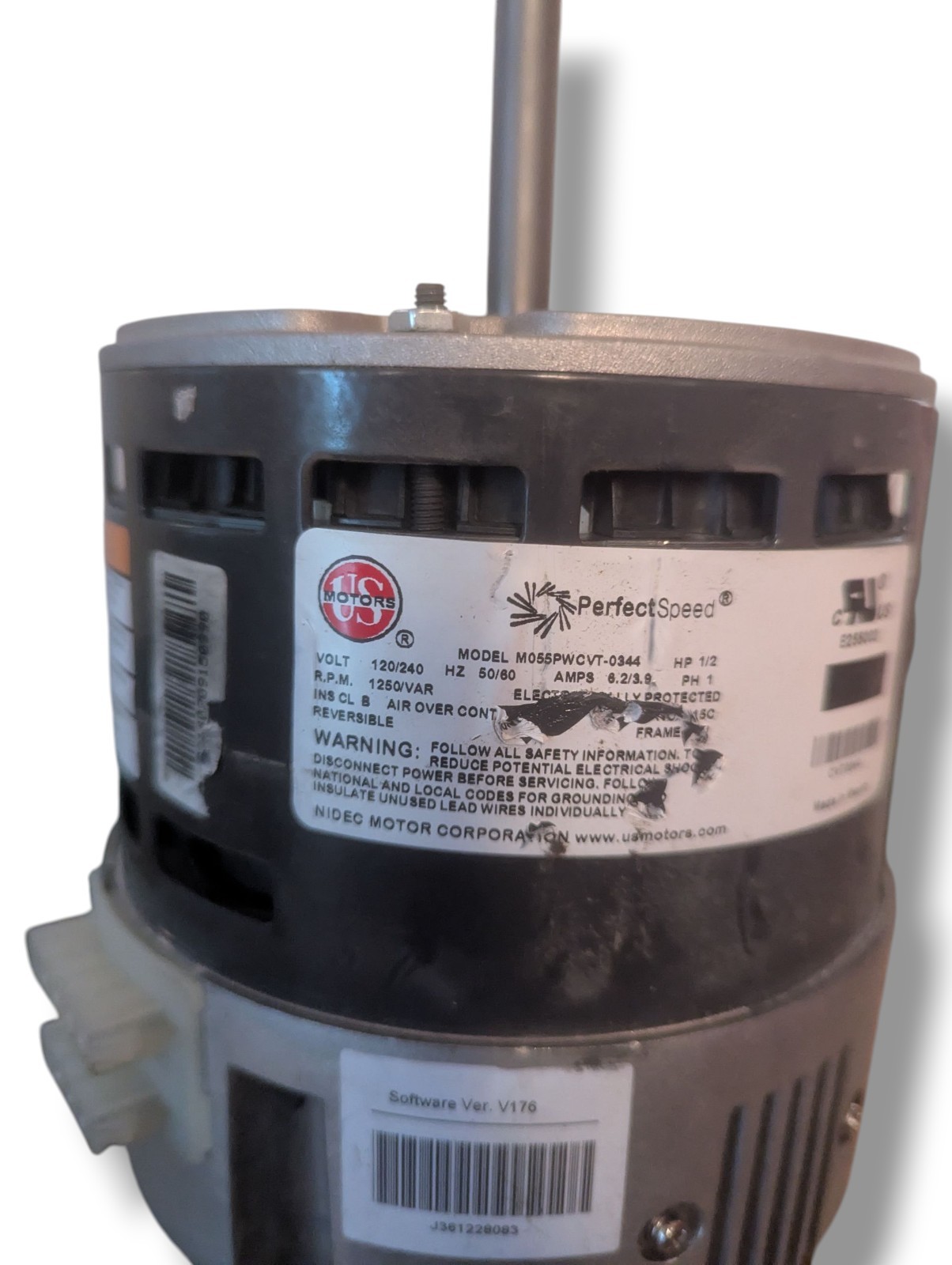 US Motors Furnace Blower Motor 1/2 HP Motor Model M055PWCVT-0344