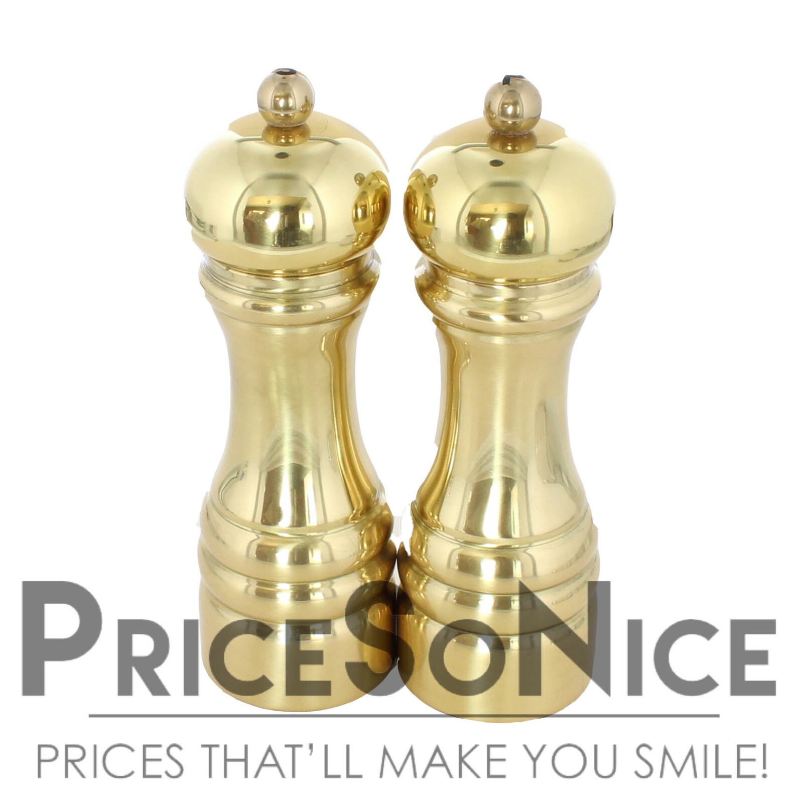 Williams Sonoma 7 inch Polished Brass Salt & Pepper Mills, MSRP $250