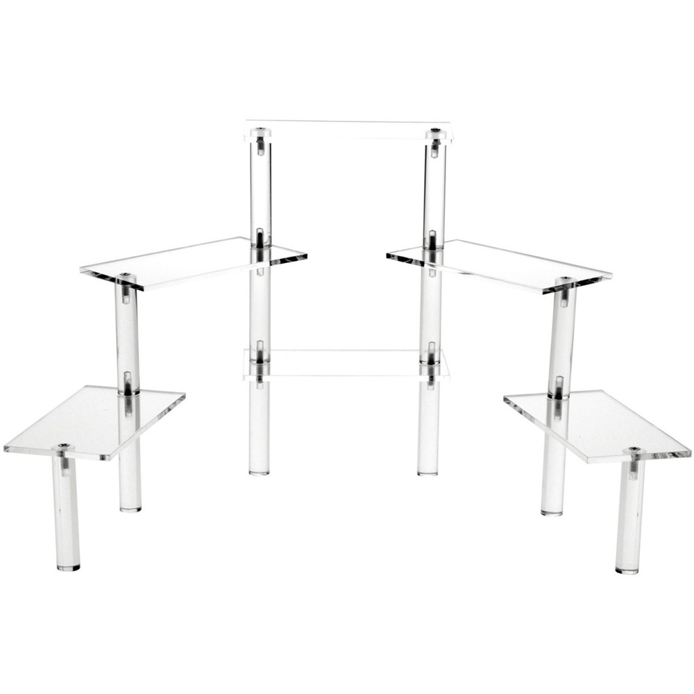 Plymor Clear Acrylic Rectangular 6-Platform Multi-Item Riser, 10.25" H x 26" W