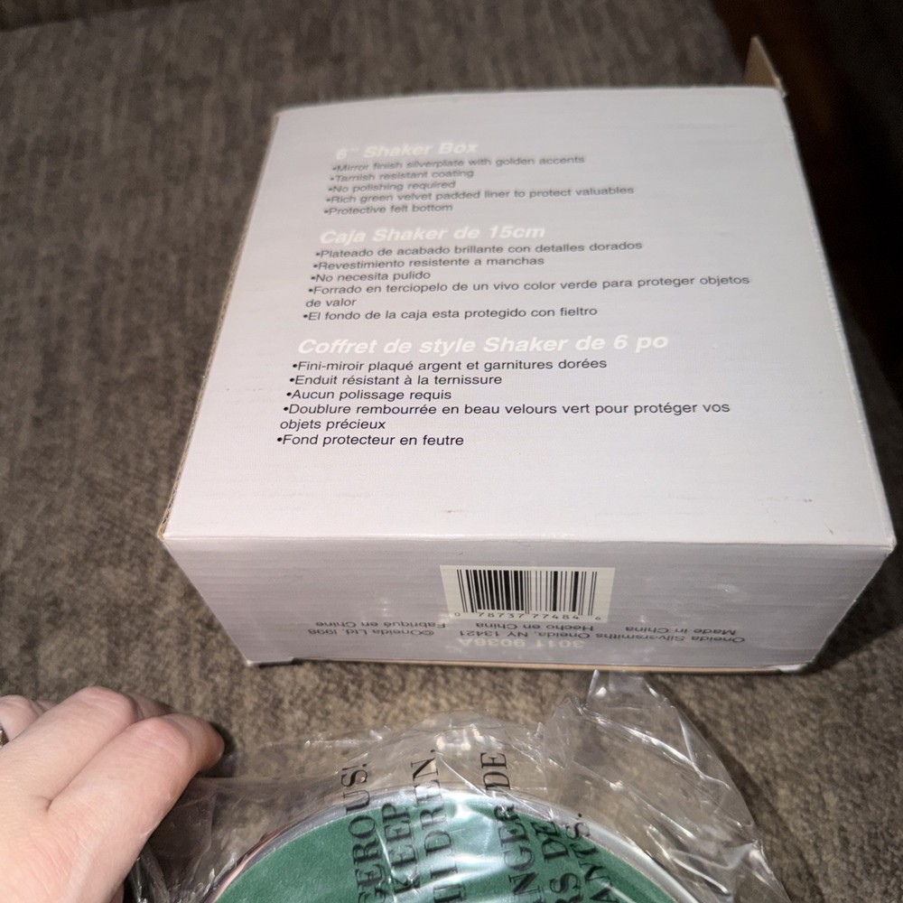 Vtg Oneida Wm. A Rogers Silver Plated Shaker Jewelry Box 6" 1998 New In Box