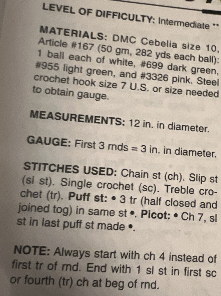 CROCHET ~ “A Touch If Spring Doily” ~ PATTERN ~