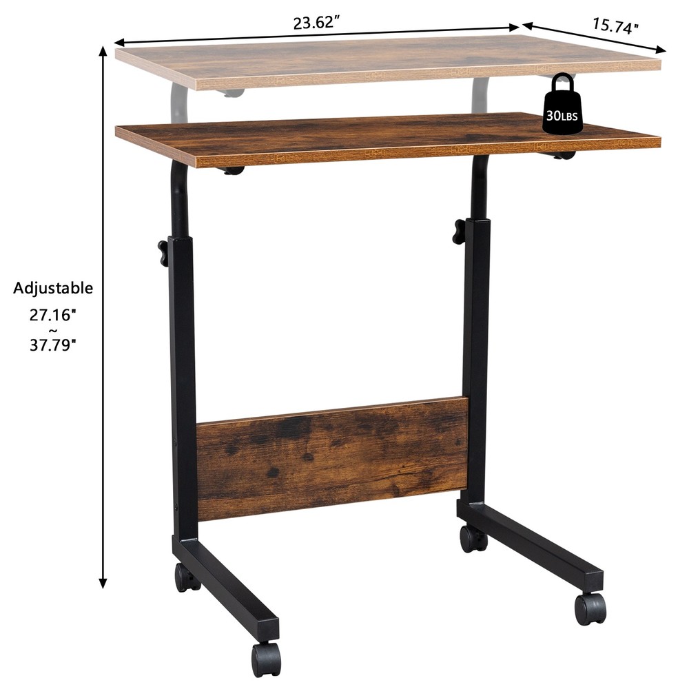 Rolling & Height adjustable P2 15MM Chipboard & Steel Side Table with Baffle NEW