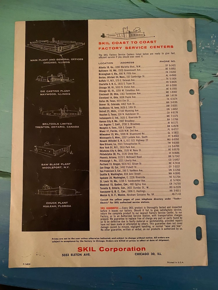 1961 catalog 500 line skil power tools