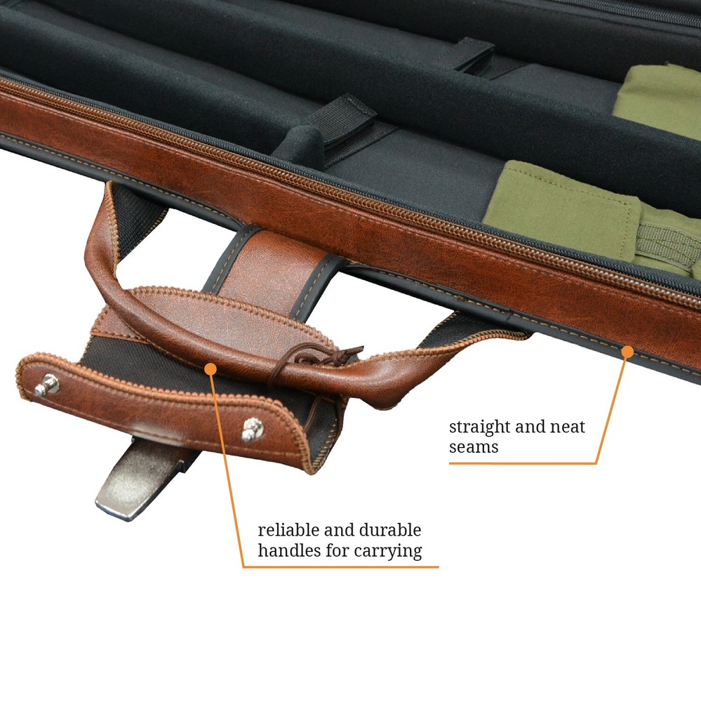 PU leather Shotgun Case - 29.9” Durable Hard Shell with Lock, Elegant Brown