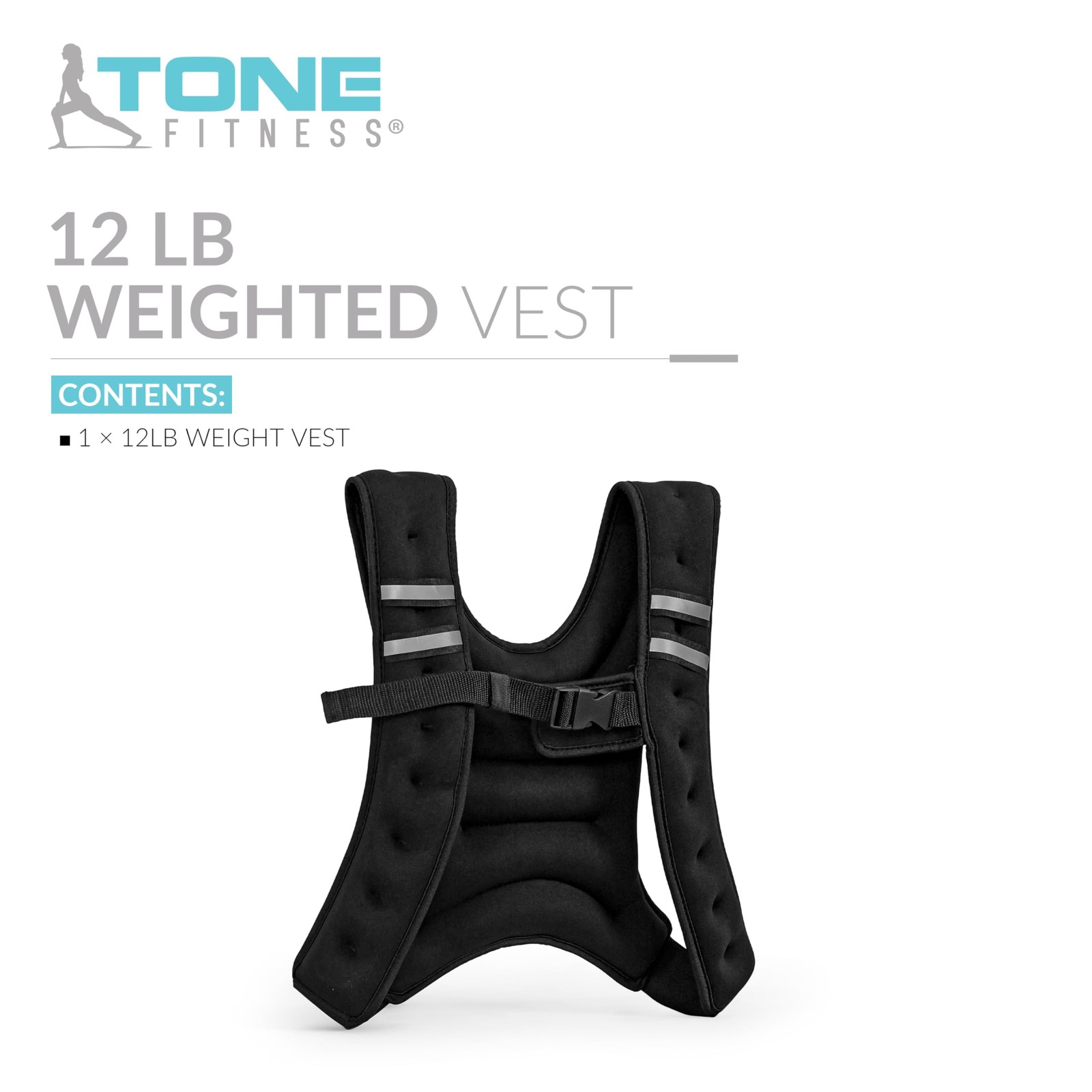 Tone Fitness Black Weighted Vest 12 Lbs