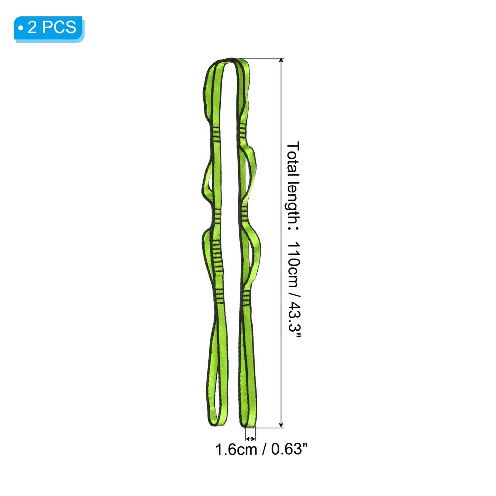 2Pcs Daisy Chain Strap Strong Climbing Strap Adjustable with 8 Loops Green