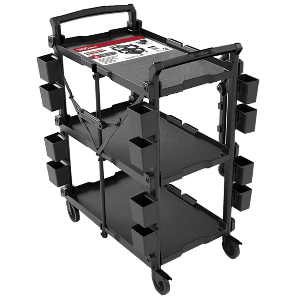 Hyper Tough Hyper Stack Foldable Collapsible Utility Cart Rolling Dolly, Black