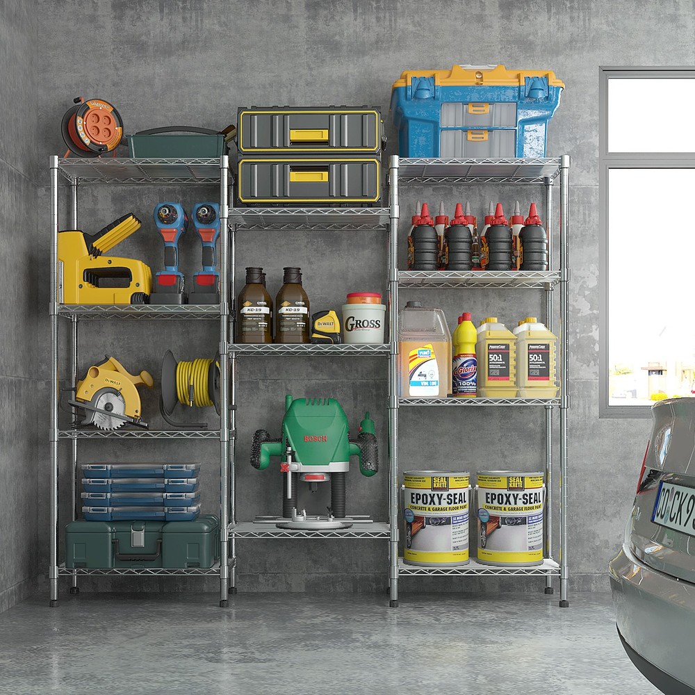 Adjustable Storage Shelves Wire Unit Multiple rows Shelving, 62.9*59.06*13''