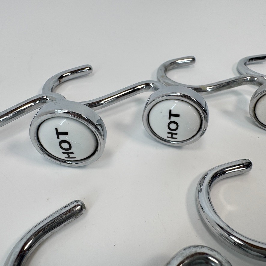 Silver Metallic Decorative Shower Curtain Hooks 12 PCS HOT/COLD Faucet