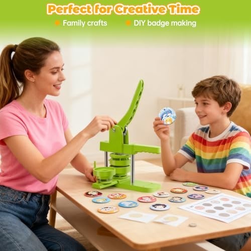 DIY Button Maker Machine 75mm - Easy Install, 100 Sets Supplies & Circle Cutter