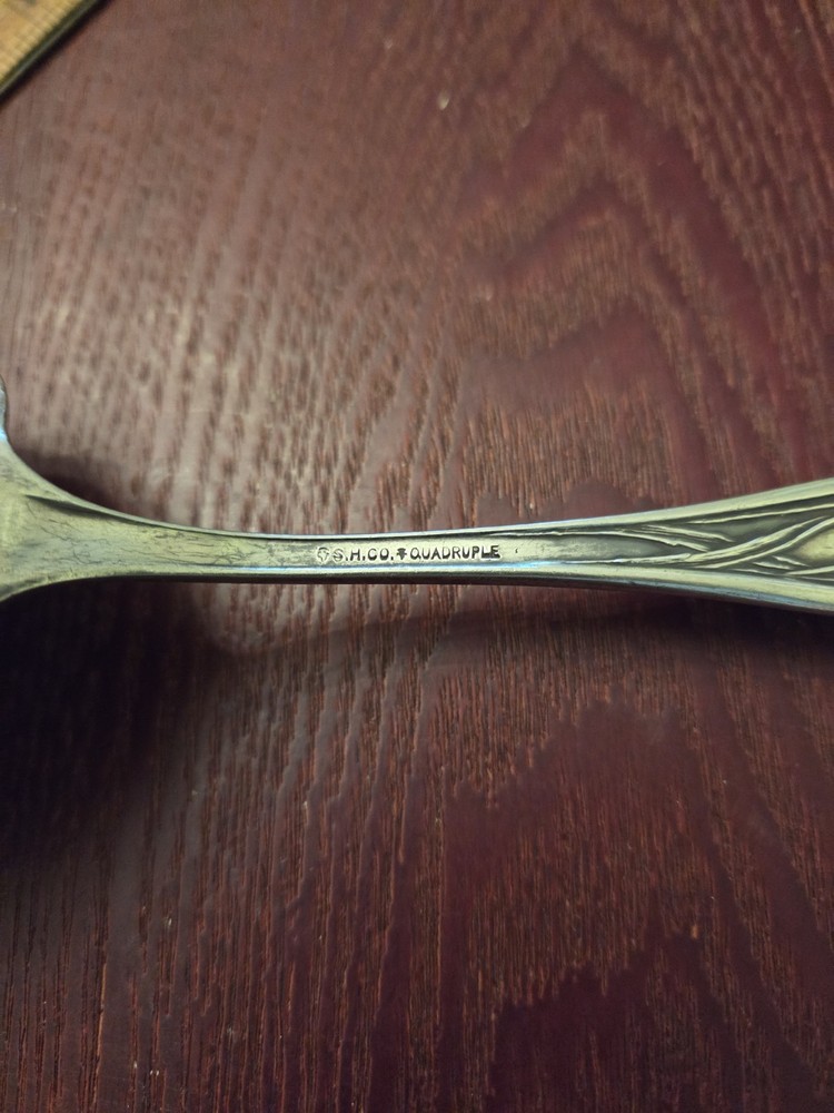 Sheffield Silverware S. H. Co. Quadruple Plate Large Casserole Spoon Carnation