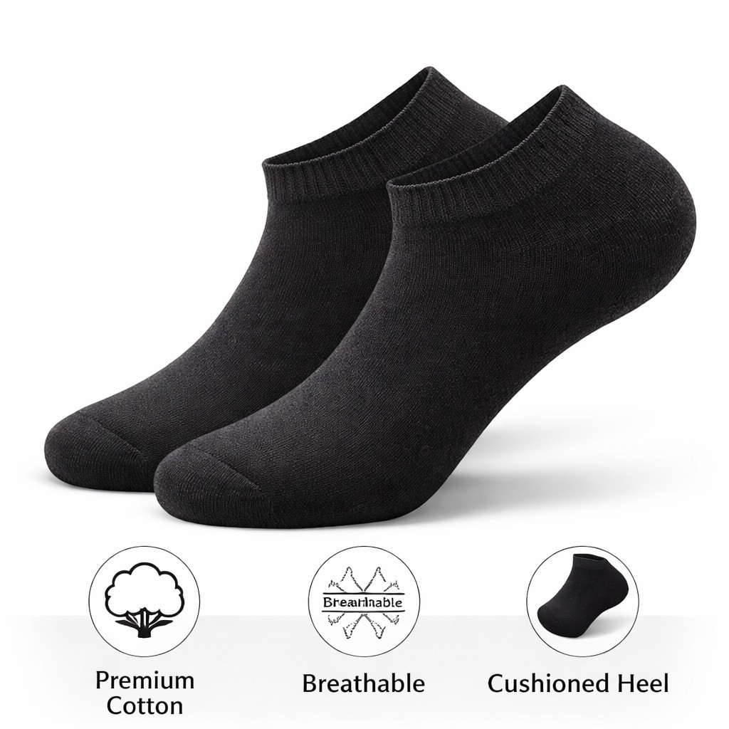 3-9 Pairs Mens Plain Solid Cotton Sports Ankle Athletic Socks Low Cut Size 8-12