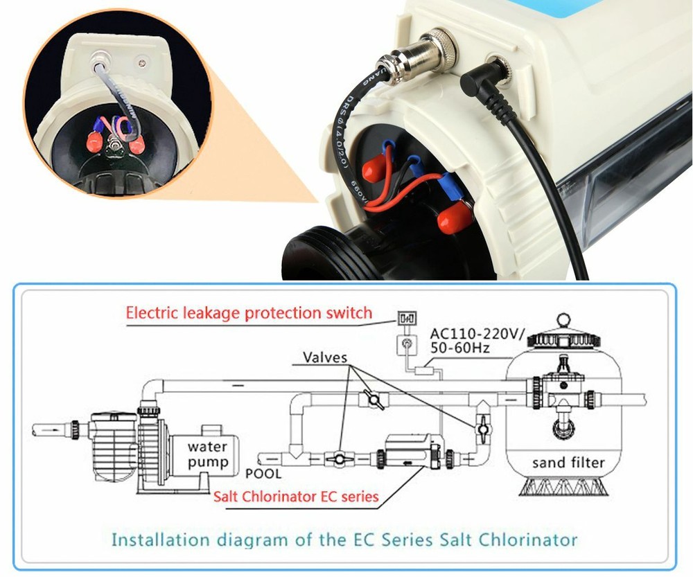 Pool Chlorine Generator System for 26K Gallon Pool With Salt Cell & Flow Switch