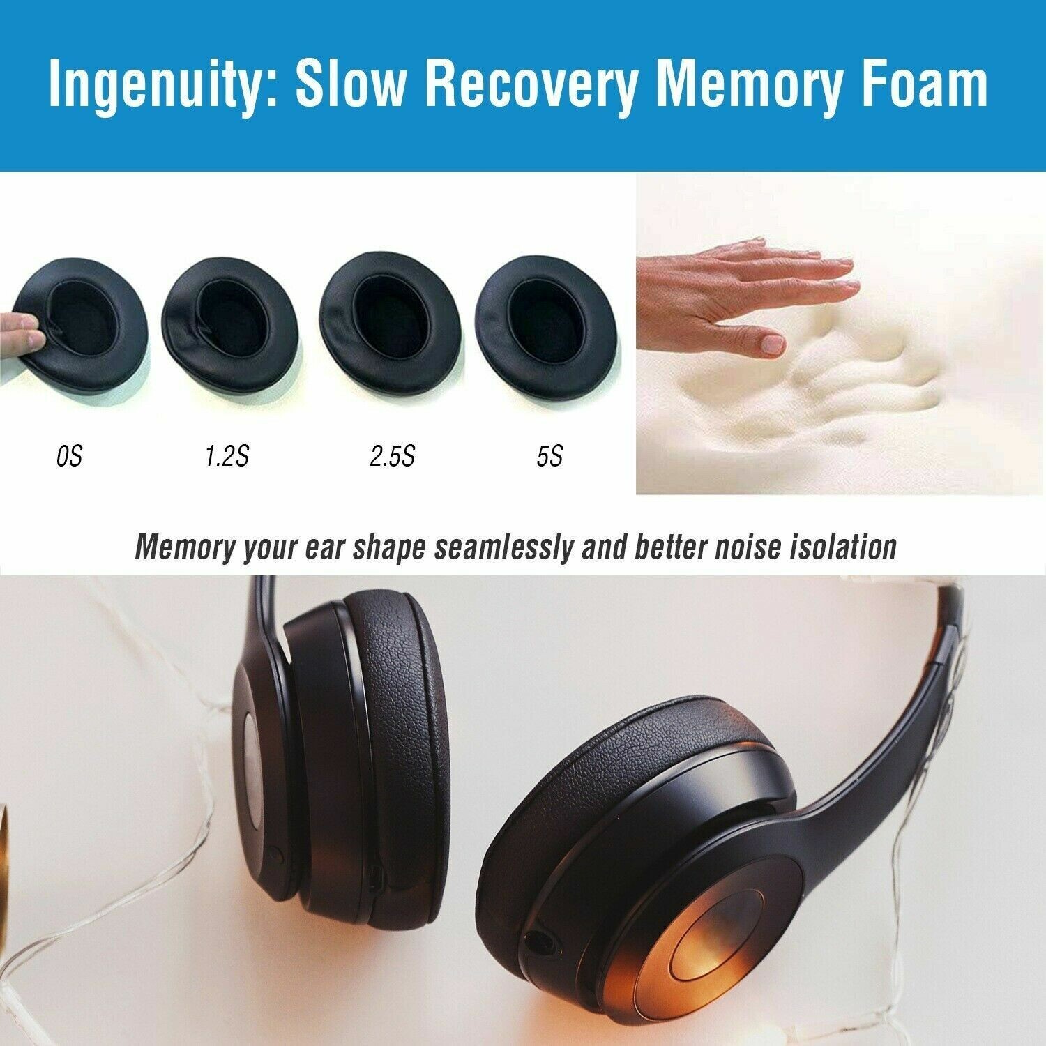 Professional Memory Foam Ear Pads Cushion For Beats Solo Pro Wireless Headphones