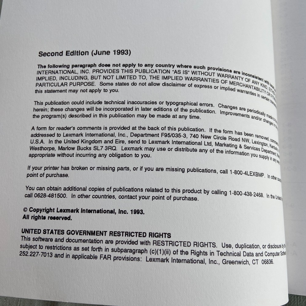 Technical Reference Manual IBM Laser Printer 4039 Series Lexmark 1993 2nd Ed VTG