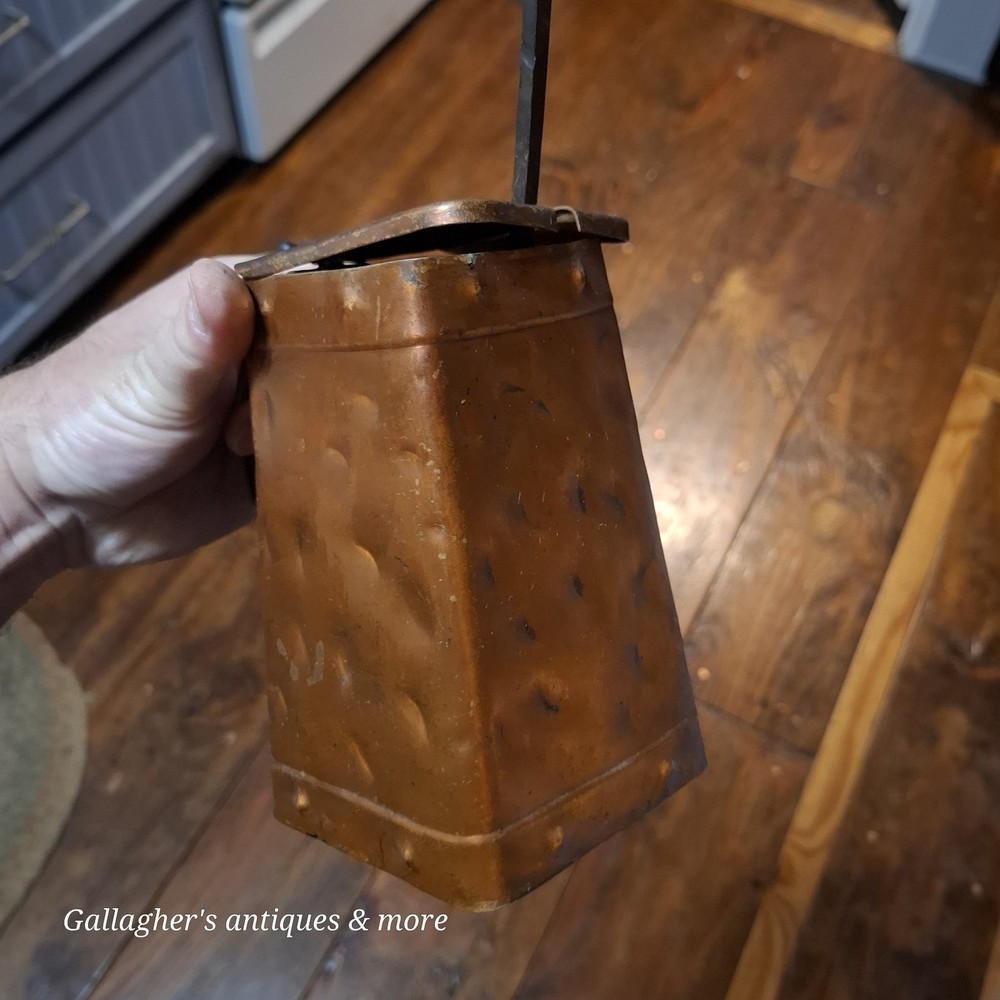 Vintage Brass Copper Fire Starter Fireplace w Wrought Iron Handle Cape Cod Shop