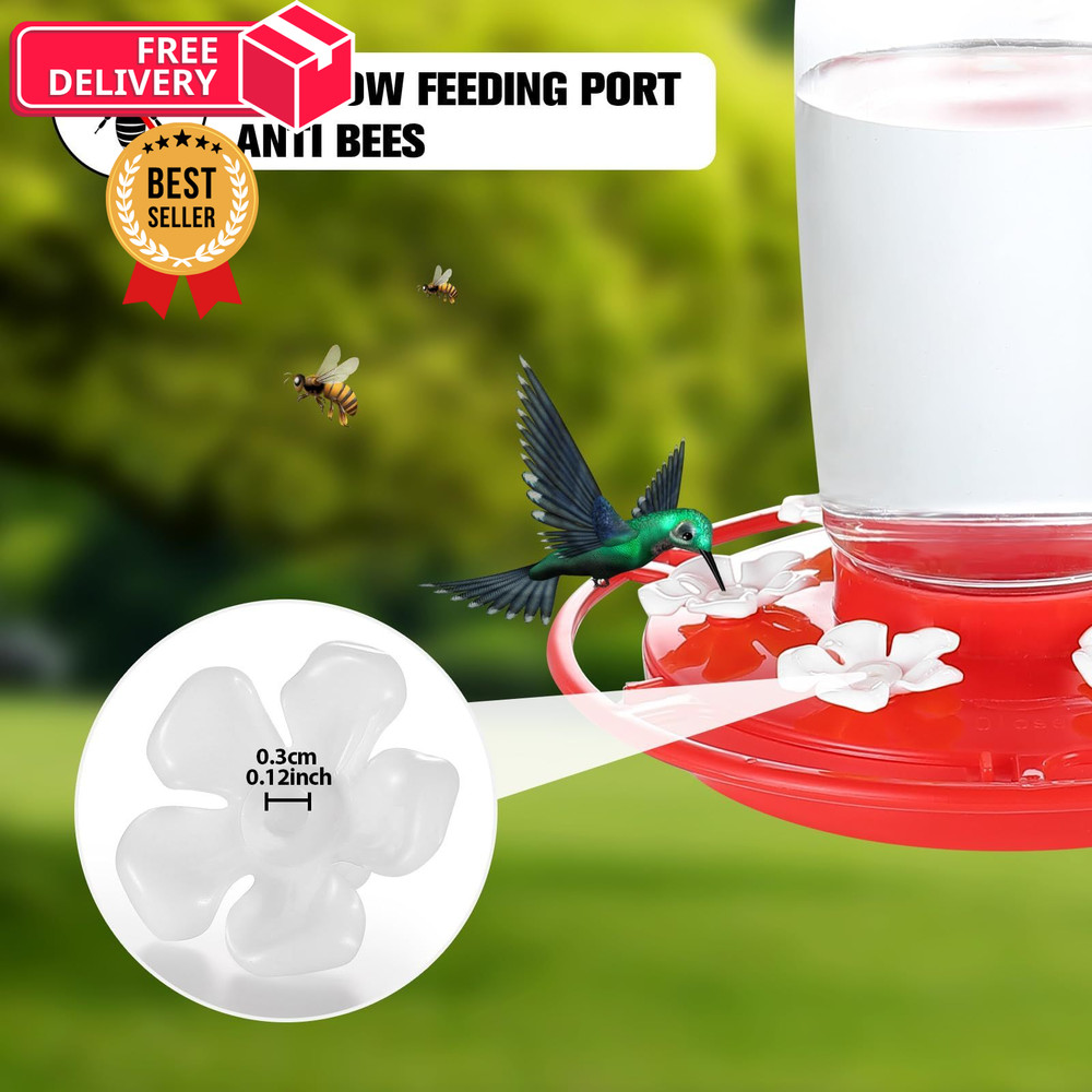 30 Hummingbird Feeder Replacement Flowers - Bee-Proof White Plastic
