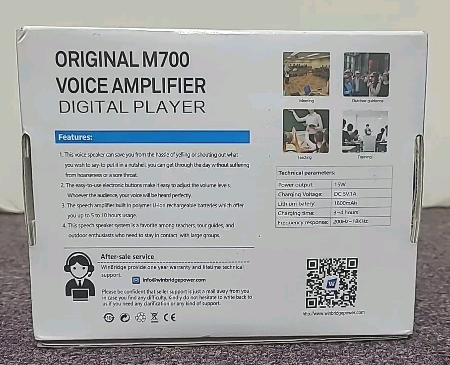 Voice Amplifier Digital Player Speaker PA System Mic & Headset WinBridge M700