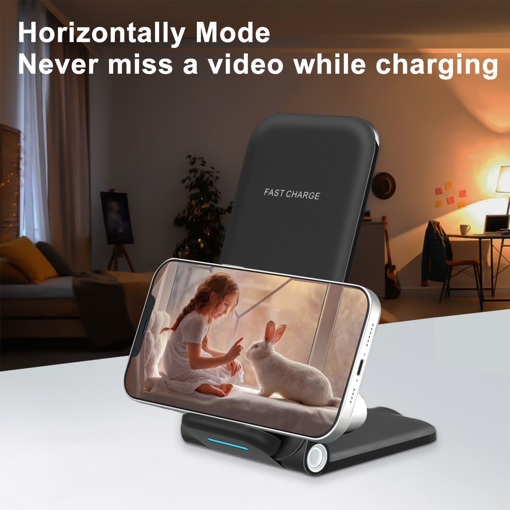 Wireless Fast Charger Charging Stand Pad Dock For iPhone 14 12 13 Pro Max