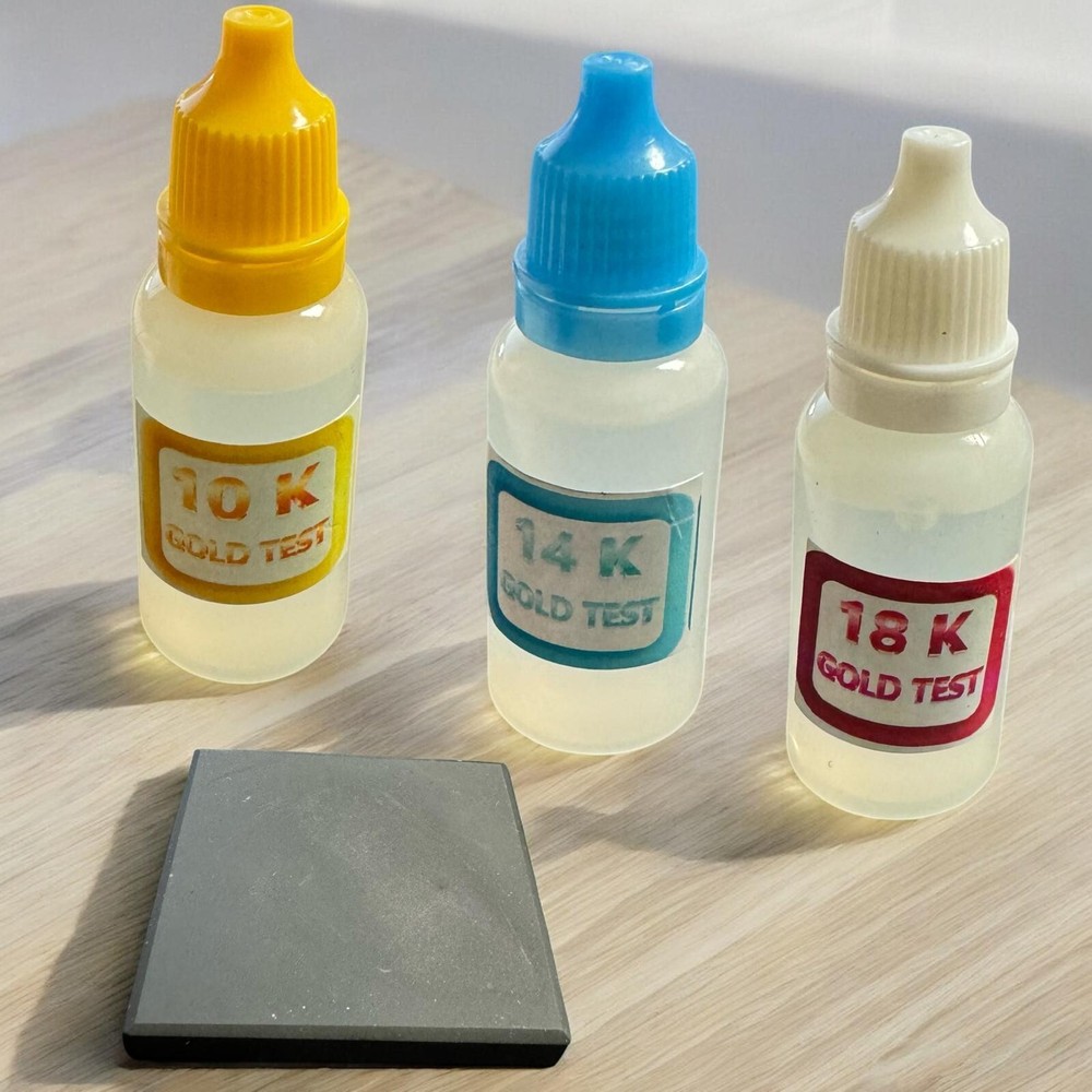 Gold Testing Kit 10k 14k 18k Gold Solution Acids + Testing Stone