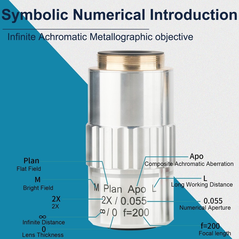 2X Infinite far Long Working Distance Metallographic Microscope objective