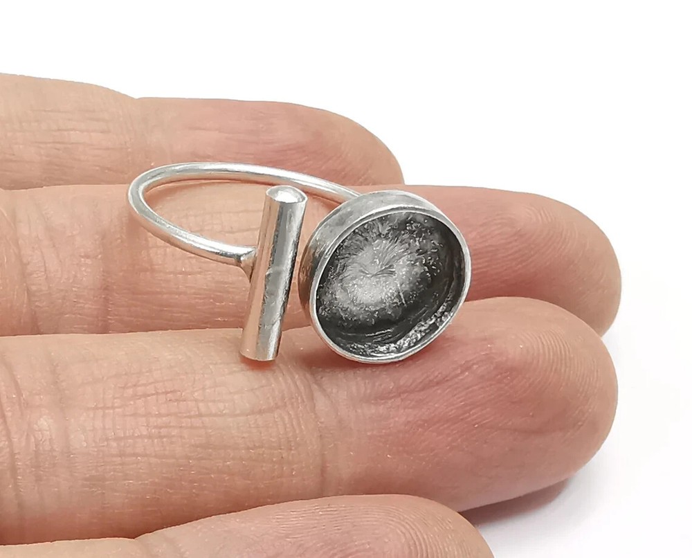 Round Blanks Silver Rod Ring Setting Cabochon Mounting Adjustable Ring Base