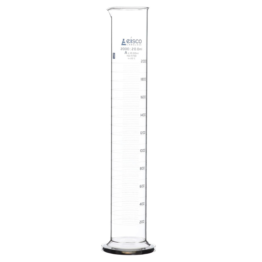 Graduated Cylinder, 2000Ml - Class a Tolerance ±10.0Ml - round Base - Blue Grad